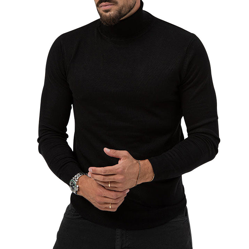 Herrer høj afsluttende strikket sweater med fin tekstur Stilla