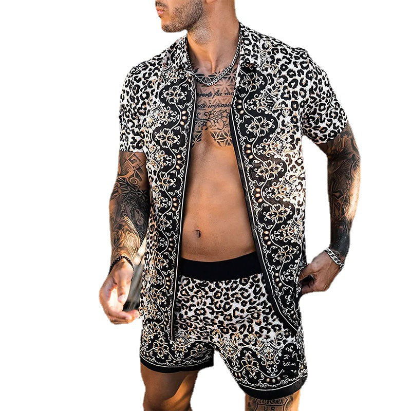Herre Tropical Print Casual Kort Sæt Stilla