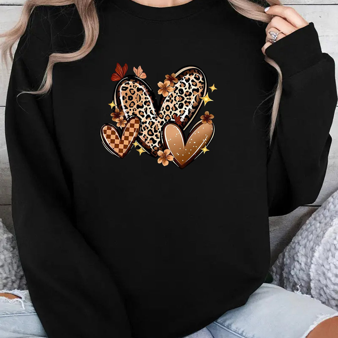 Kvinders sweatshirt med attraktive hjerte motiv.
