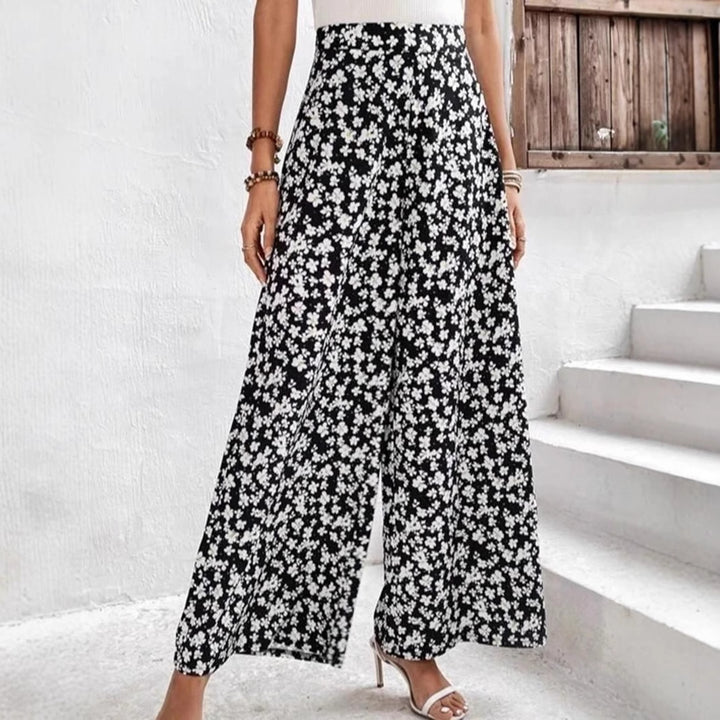 Dame bred sommerbukser med blomsterdesign Stilla