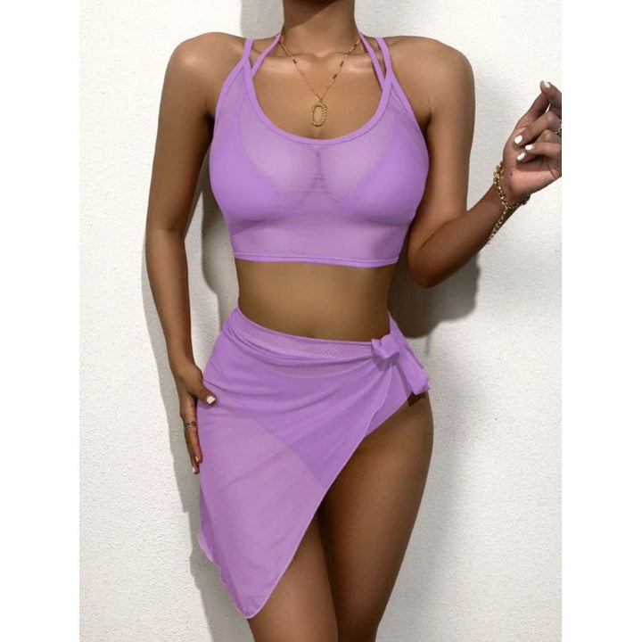 Dame Sporty Bikini-Sæt med elegant Wrap Skørt og Racerback Top Stilla