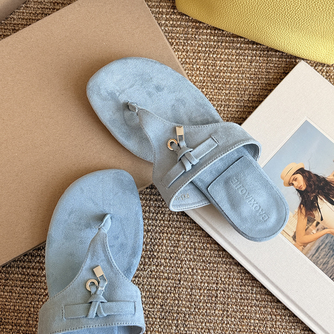 Femme Luksuriøse Suede Tå-stav Sandaler med Elegant Spænde Stilla