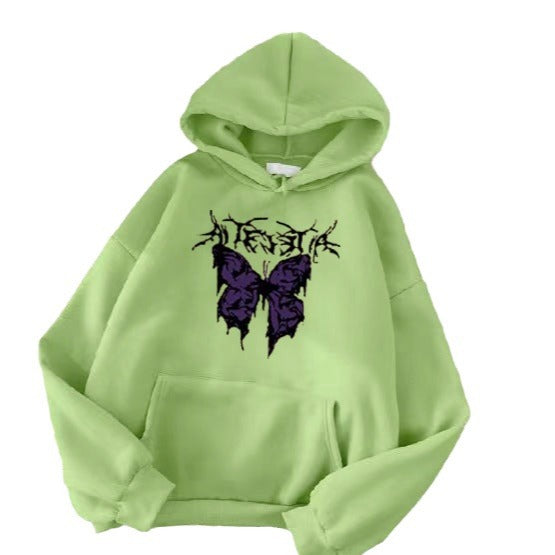 Kvinder's Hoodie med Kunstnerisk Sommerfugl Design Skovae