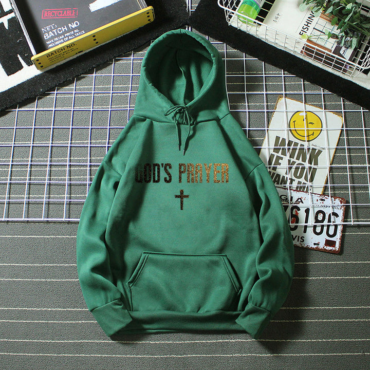 Damehoodie med unik lettering og krydsdesign Skovae