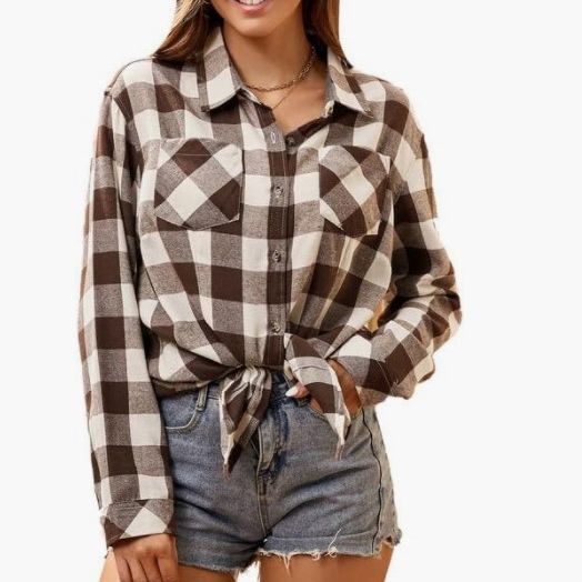 Kvinders ternet flannelbluse med knude-detalje Stilla