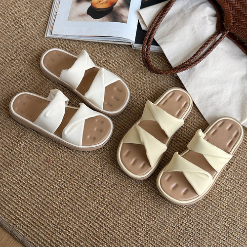 Femme Cross-Over Slide Sandaler med polstret sål Stilla
