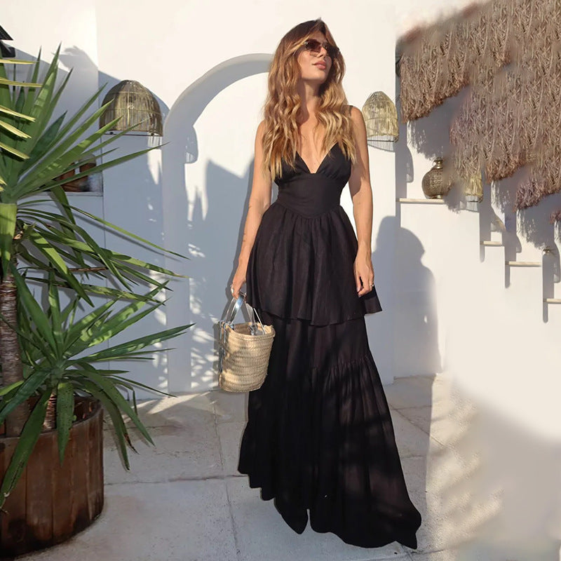 Dame Elegant Lagdeling Maxi Kjole Stilla