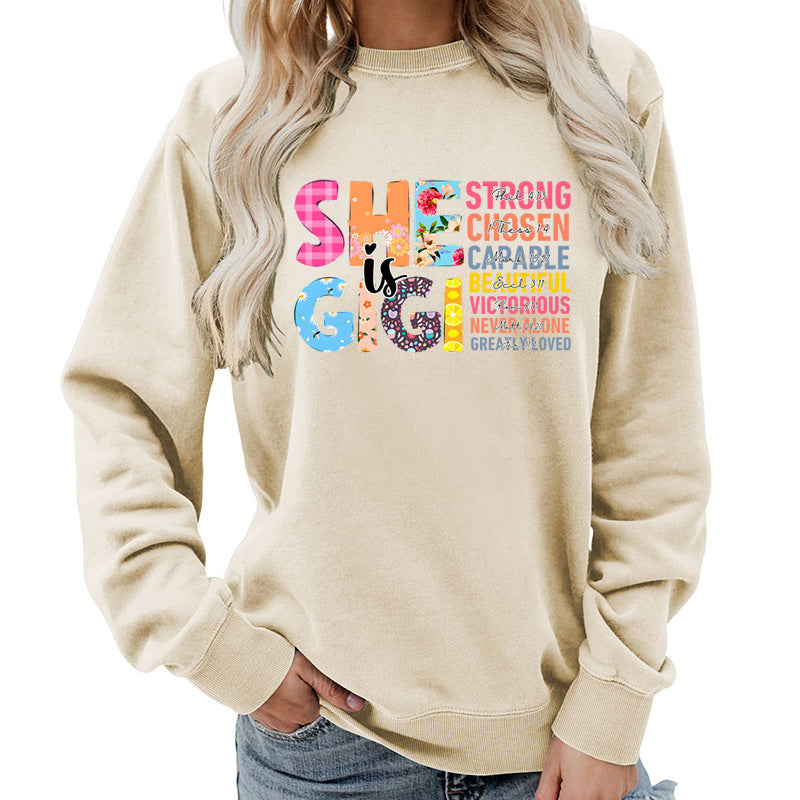 Kvinders sweatshirt med inspirerende tekstdesign Stilla