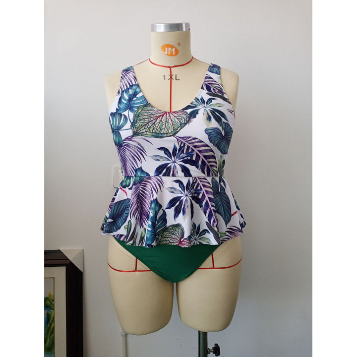 Dame tankini med blomsterdesign og flatterende skæring Skovae