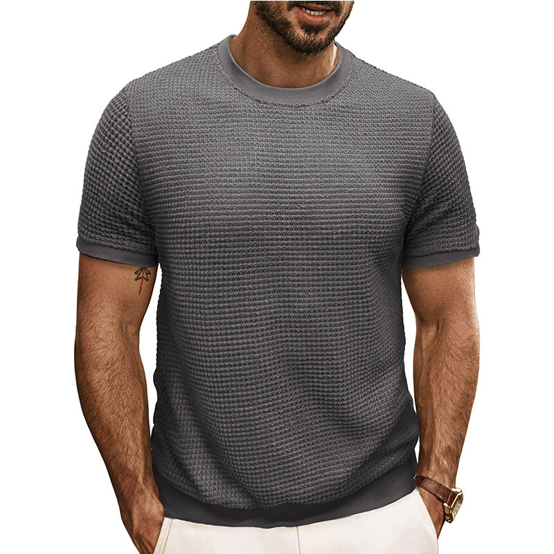 Herrer Rundhalsshirt lavet af struktureret materiale med åndbare egenskaber Stilla