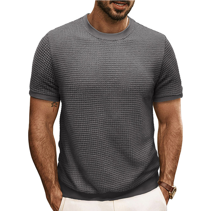 Herrer Rundhalsshirt lavet af struktureret materiale med åndbare egenskaber Stilla