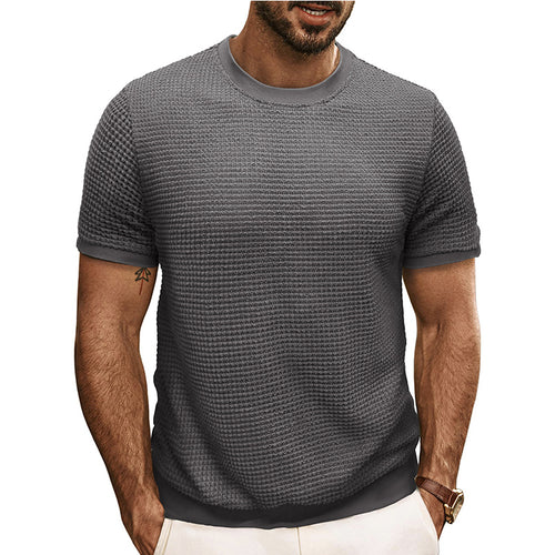 Herrer Rundhalsshirt lavet af struktureret materiale med åndbare egenskaber Stilla