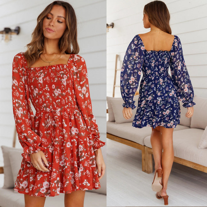 Femme Off-Shoulder Blomst Mini Kjole med Flæsekant Stilla