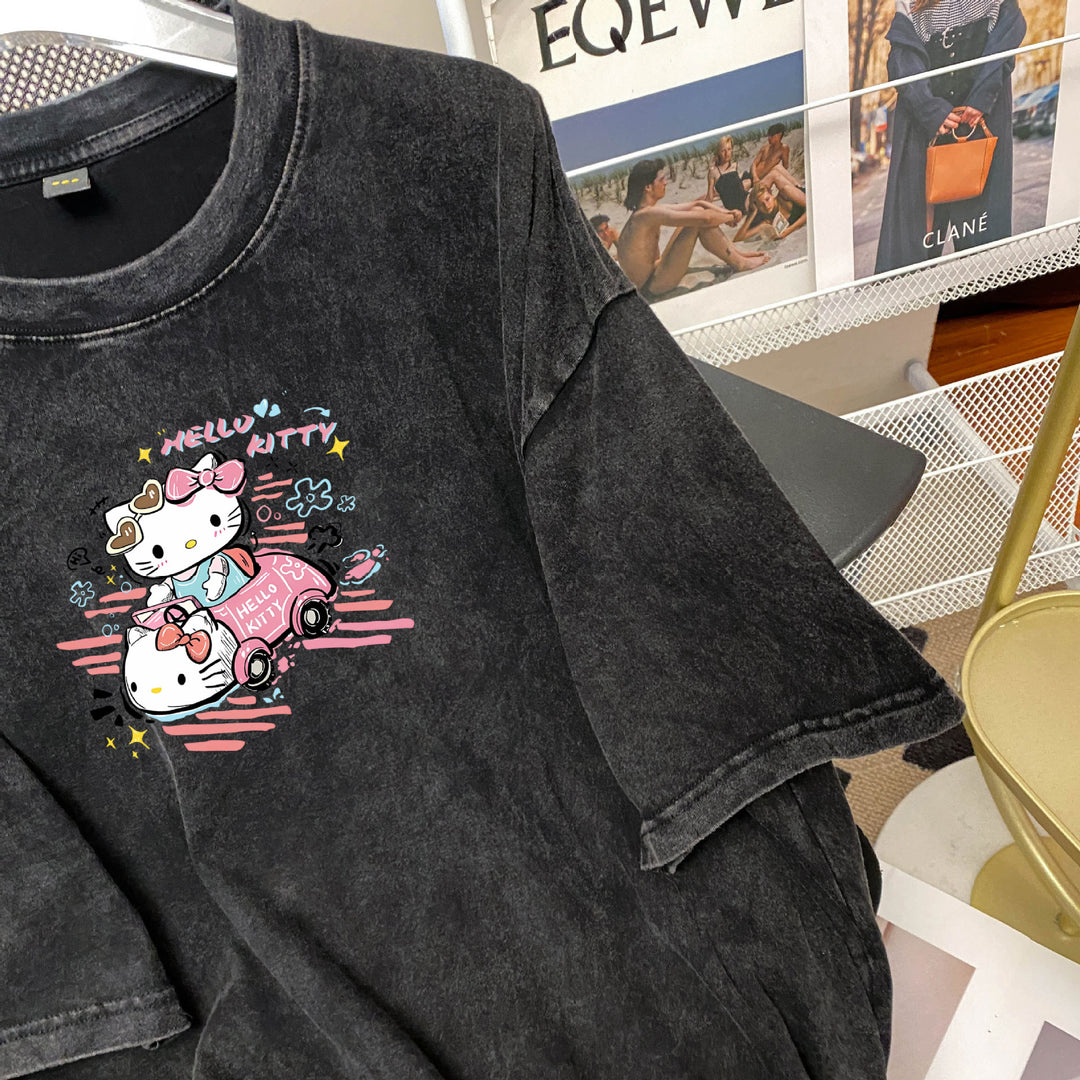 Dame Oversized T-shirt med Hello Kitty motiv Stilla