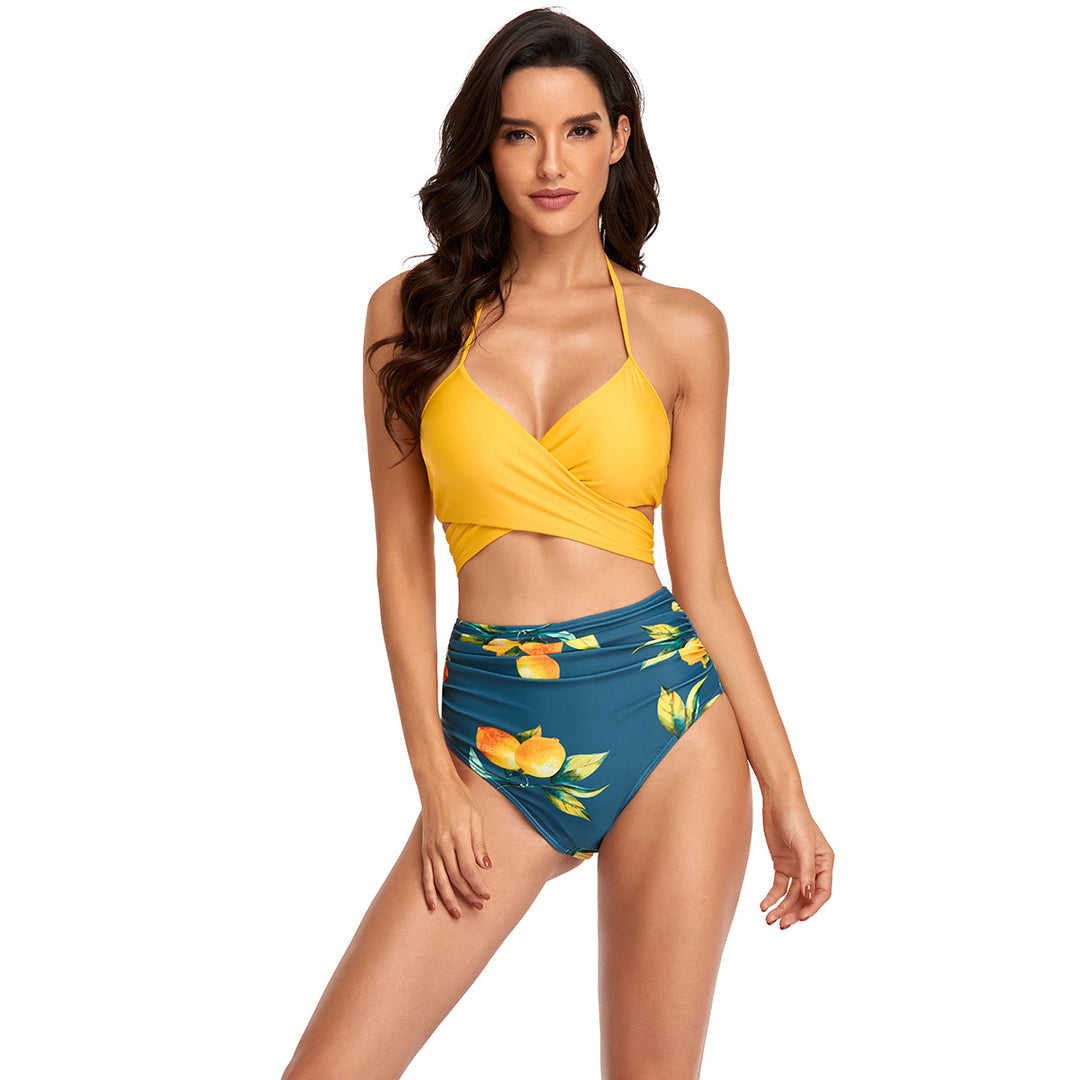 Dame Bikini-sæt med trendy indpakningsoverdel og højt skårne shorts Stilla