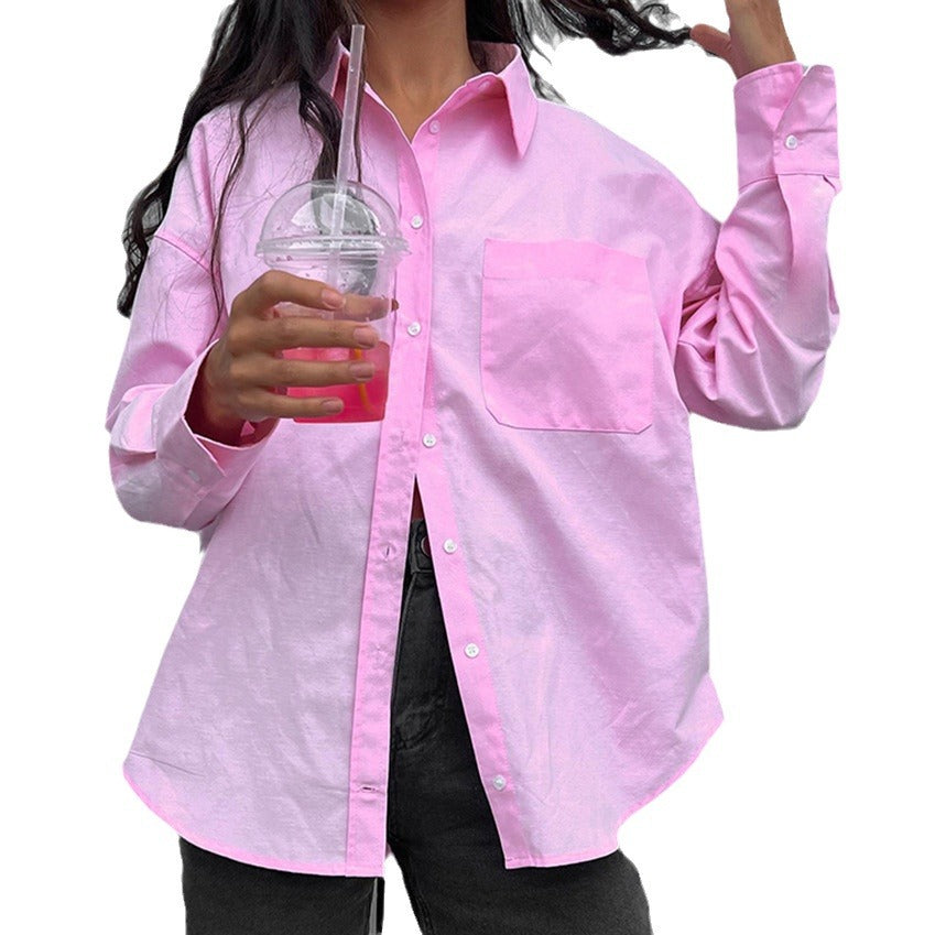 Dame Oversized Bluse med klassisk krave og afslappet snit Stilla