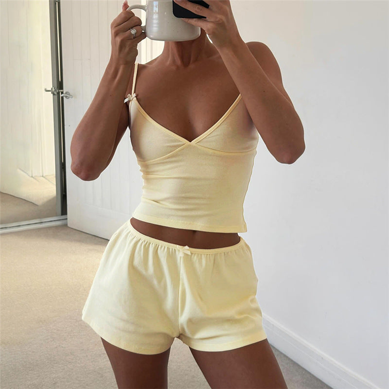 Dame strop T-shirt og shorts sæt med justerbare stropper Stilla