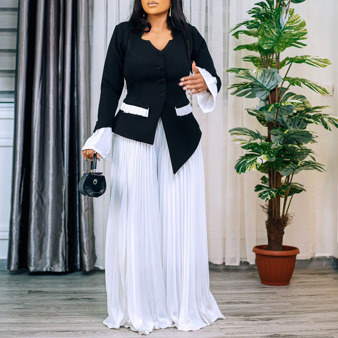 Dame Elegant Blazer med plisserede Bukser Stilla