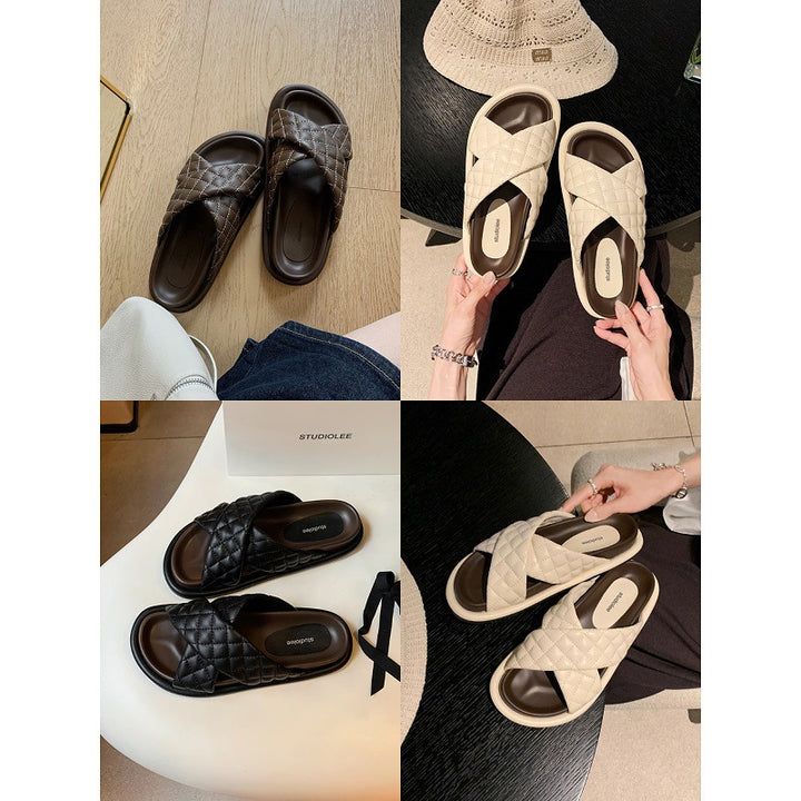 Dame Stepp-Cross-Rem Slide Sandaler Stilla