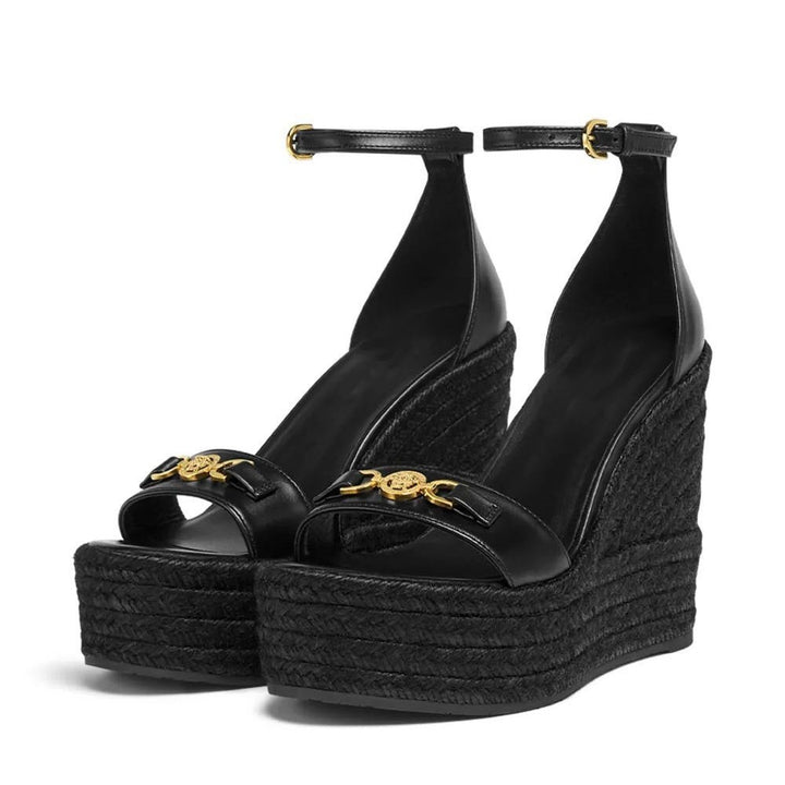 Femme Espadrille Keil Sandaler med justerbar ankelrem og dekorativ kæde Stilla