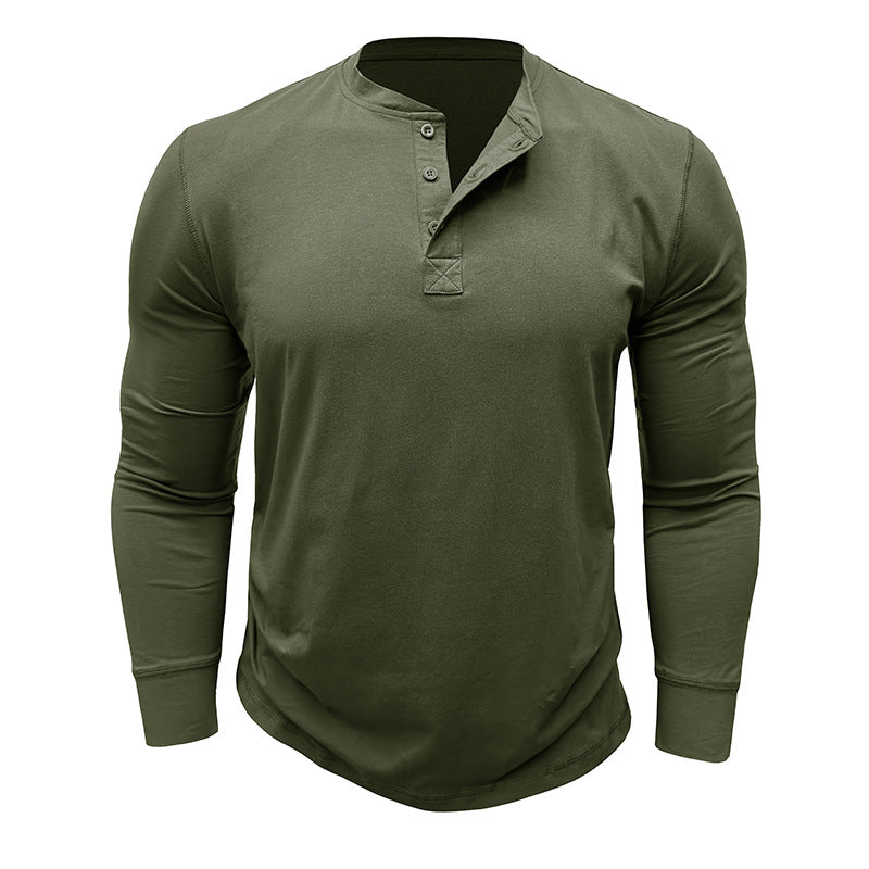 Herre langærmet Henley-shirt med stilfulde accenter og åndbart materiale Stilla