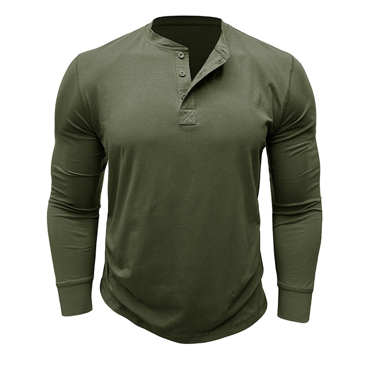 Herre langærmet Henley-shirt med stilfulde accenter og åndbart materiale Stilla