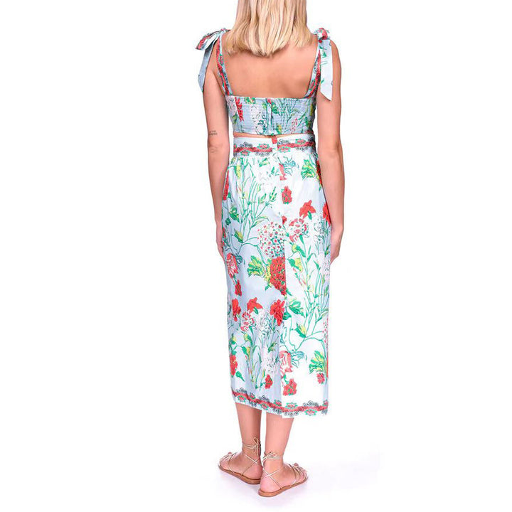 Dame bikinisæt med højkvalitets omslagsskjørt og legende blomsterdesign Stilla