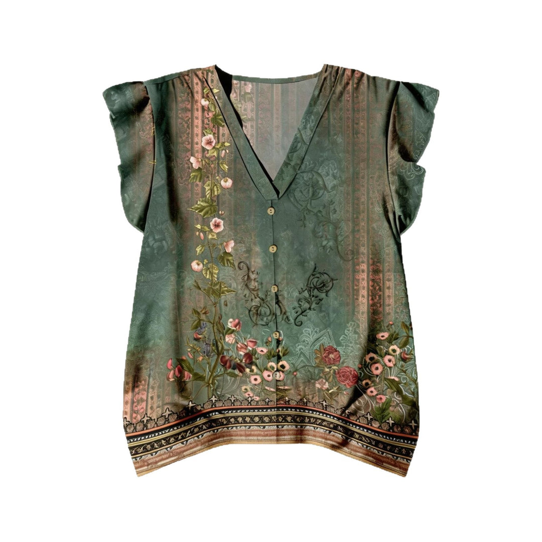 Dame bluse med blomstermønster Skovae
