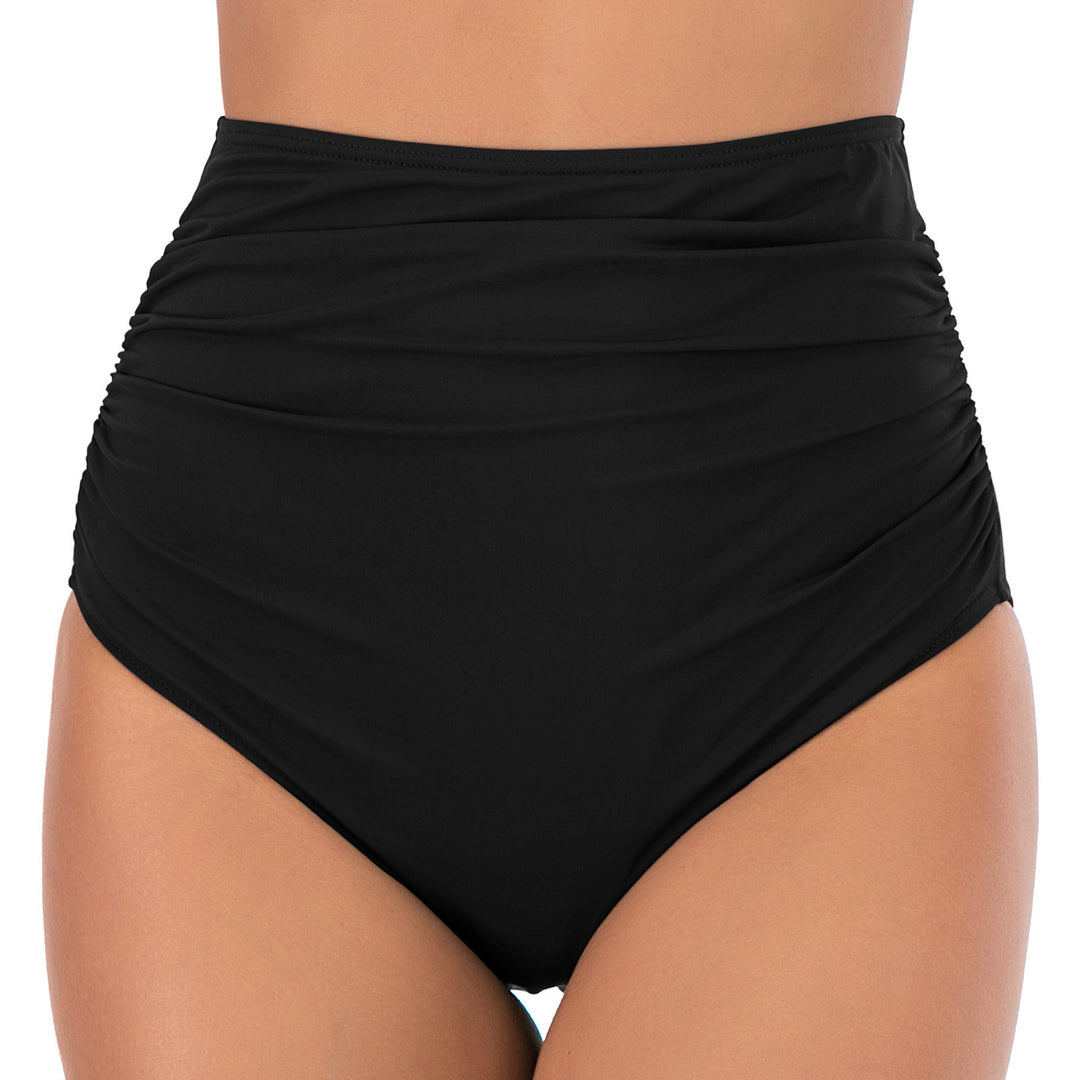 Dame højtaljede badshorts med moderne rynkeelement Stilla