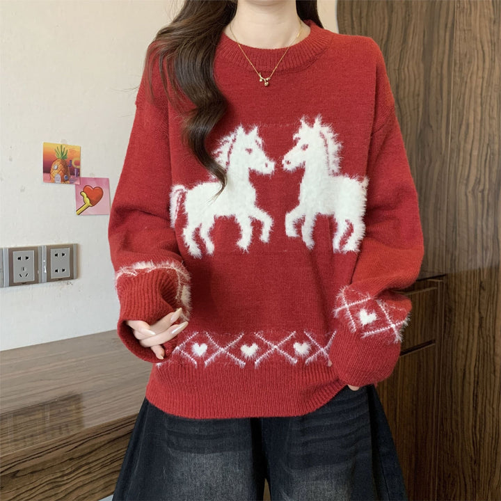 Kvindernes hyggelige sweater med enhjørningemønster Stilla