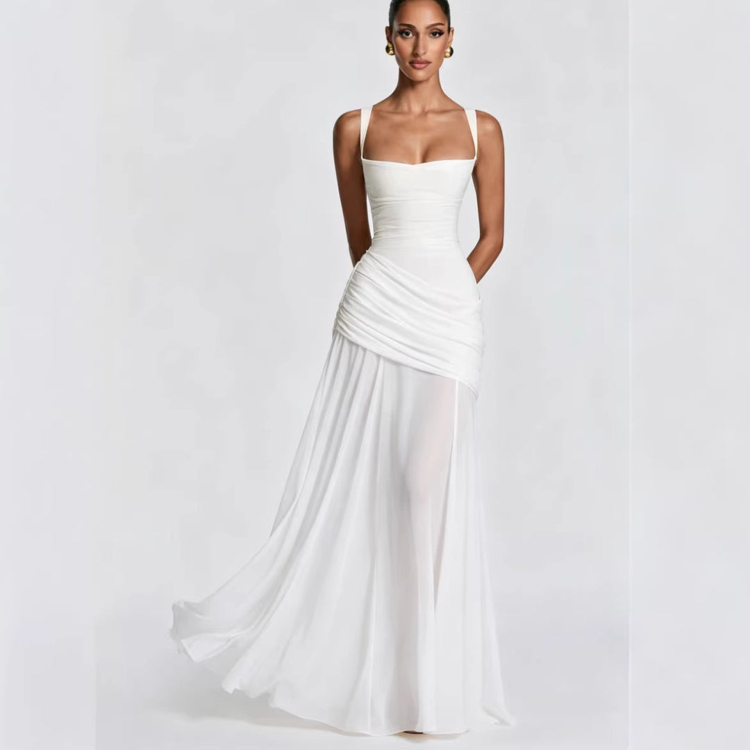 Damer Elegant Bryllups Kjole med Skræddersyede Volanger og Flydende Chiffon Nederdel Skovae