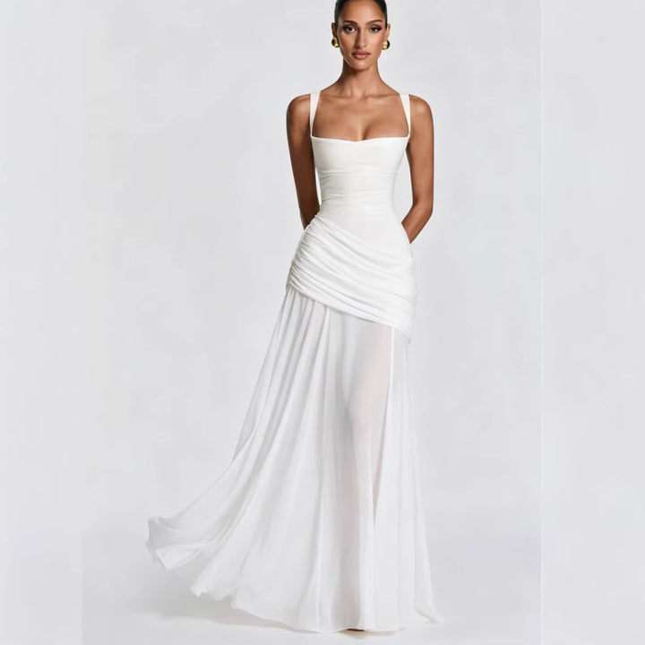 Damer Elegant Bryllups Kjole med Skræddersyede Volanger og Flydende Chiffon Nederdel Skovae