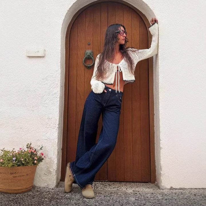 Dame Løst skårne Denim-jeans med afslappet stil og stor benudskæring Stilla