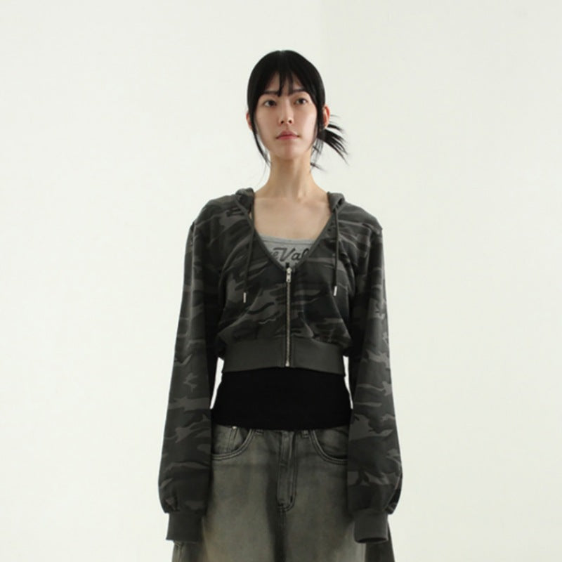 Dame sporty cropped zip hoodie Stilla