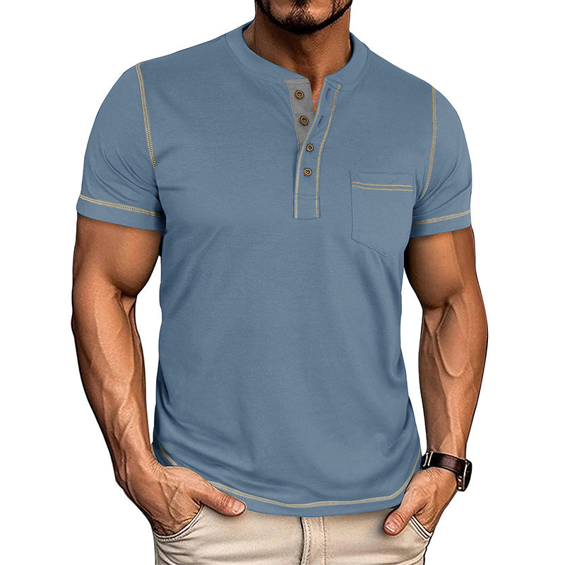 Herrer Korte ærmer Henley-shirt med moderne design og praktisk brystlomme Stilla