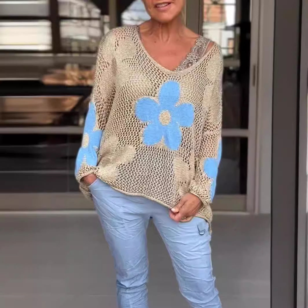 Femme Floral Hækletrøje Stilla