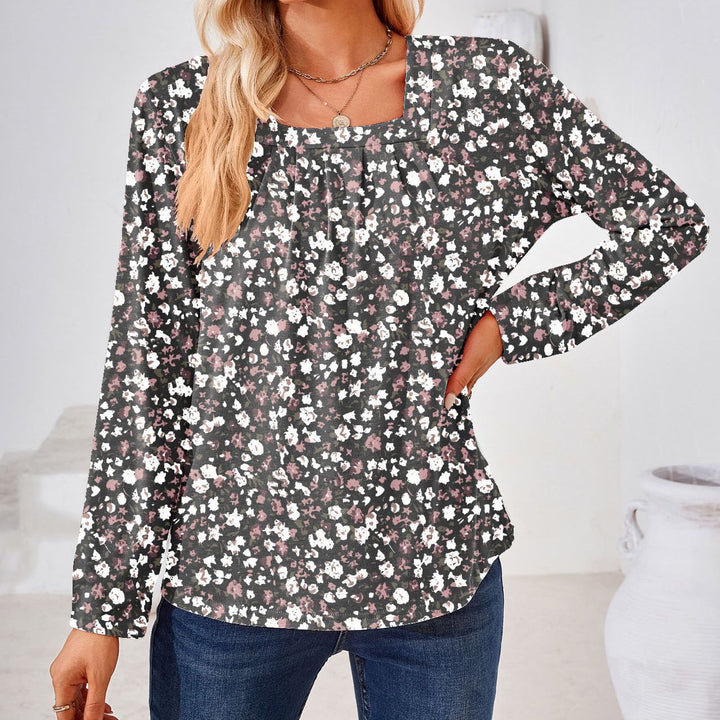 Damebluse med blomsterdesign og firkantet udskæring Stiila