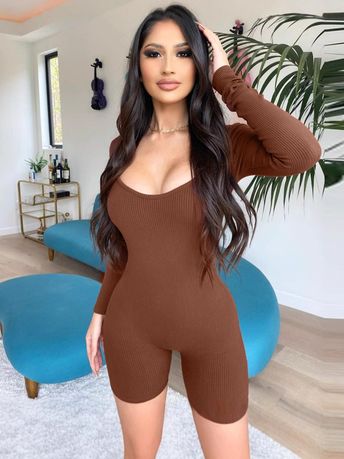 Dame Kompakt Bodystocking med lange ærmer og elastisk ribstrik Stilla