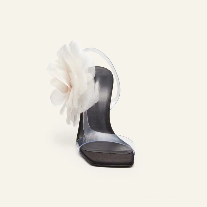 Femme Open-Toe Blomsterprydede Hæl Mules Stilla