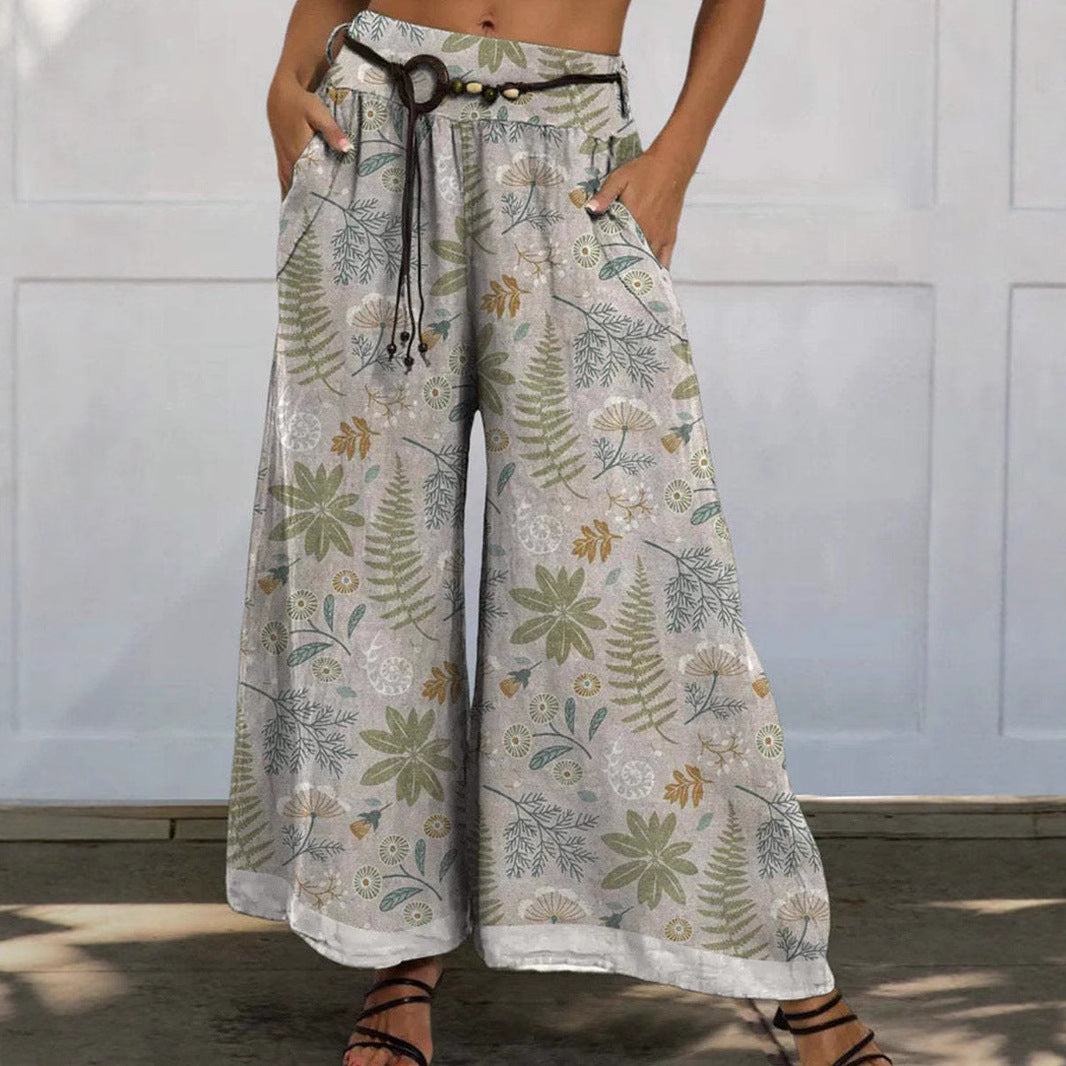 Dame Relaxed Fit Floral Bred Bukser Stilla