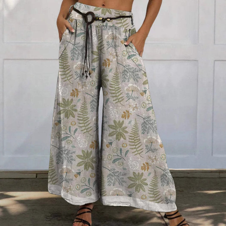 Dame Relaxed Fit Floral Bred Bukser Stilla