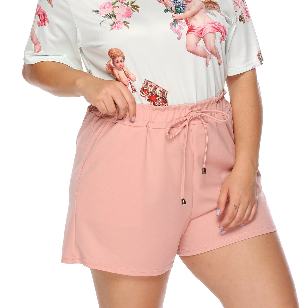 Dame kortærmet skjorte med blomstret print og behagelige shorts Stilla