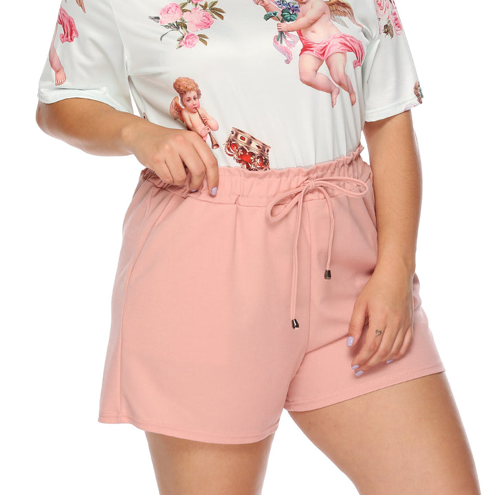 Dame kortærmet skjorte med blomstret print og behagelige shorts Stilla