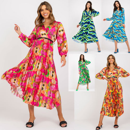 Dame elegant Maxi-kjole med bølgende design og V-hals Stilla
