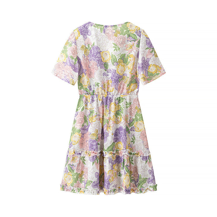 Dameviklekjole med blomsterdesign og flæsedetaljer Stilla