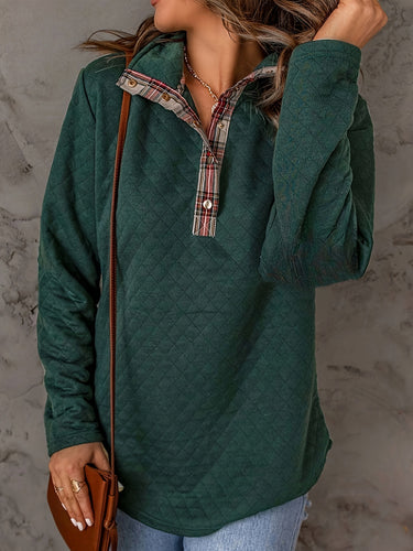 Dame Steppetrøje med Mock Neck og ternet mønster Stilla