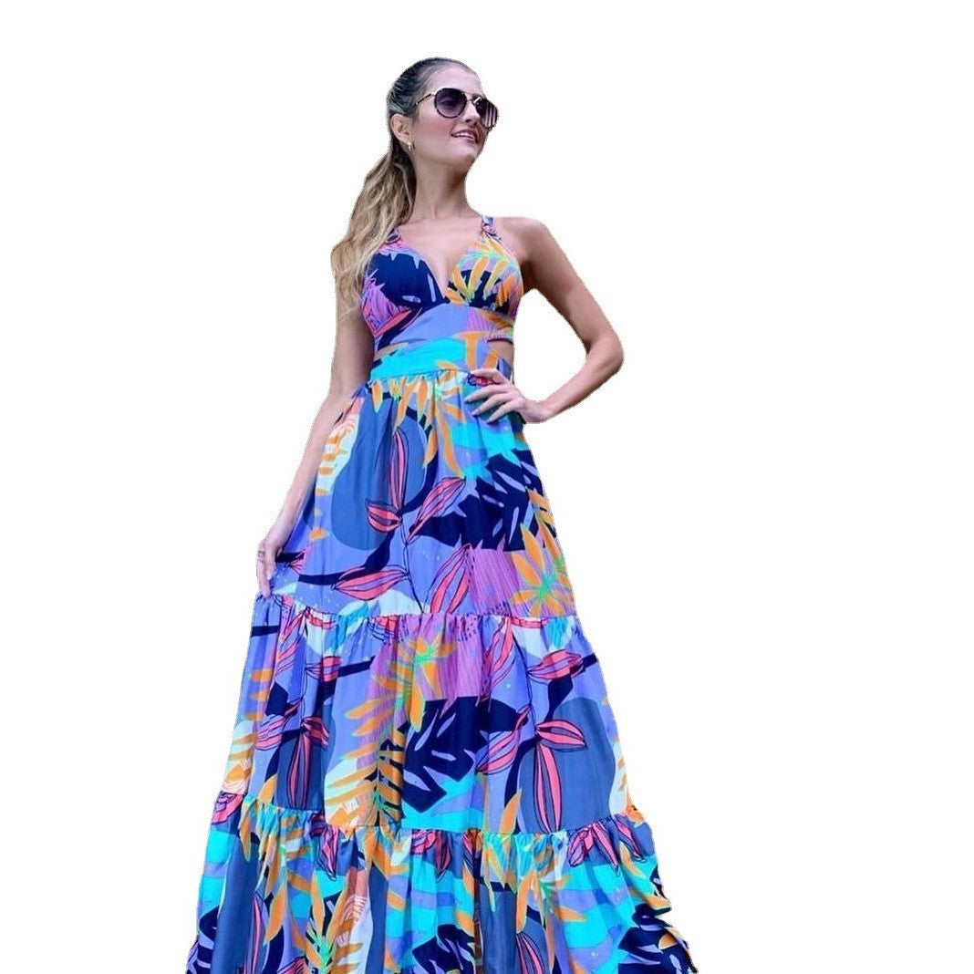 Dame Maxi-kjole med blomsterdesign og raffineret snit Stilla