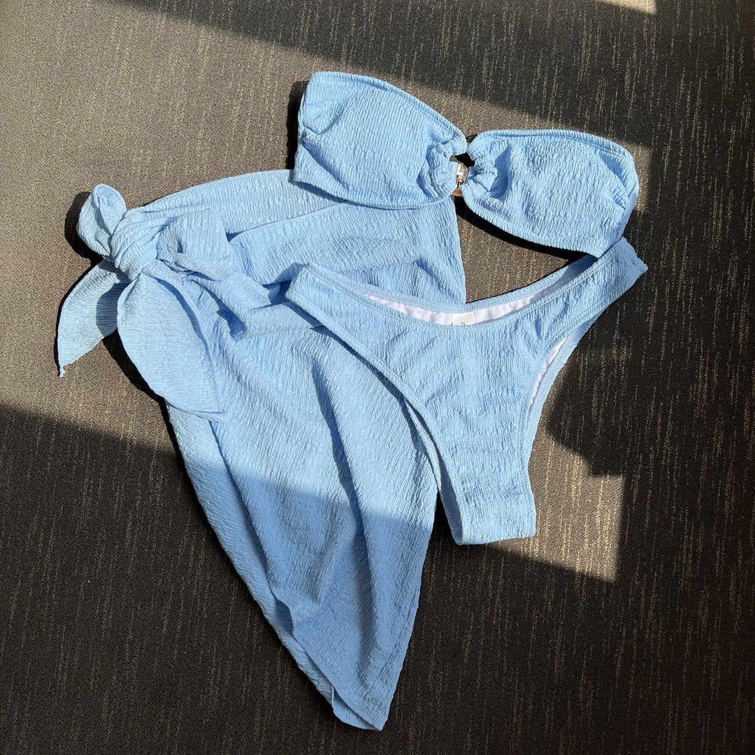 Dame Bandeau-bikini med raffineret omslagsskovl Stilla