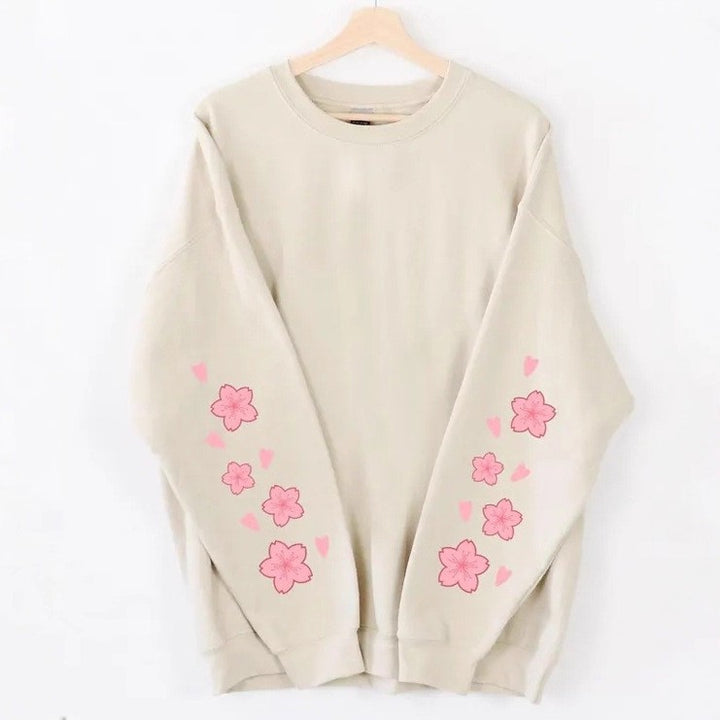 Dame sweatshirt med blomstermotiv og rummelige ærmer Stilla