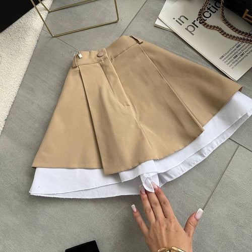 Dame udvidet miniskirt med knapdetalje og sidelommer Stilla